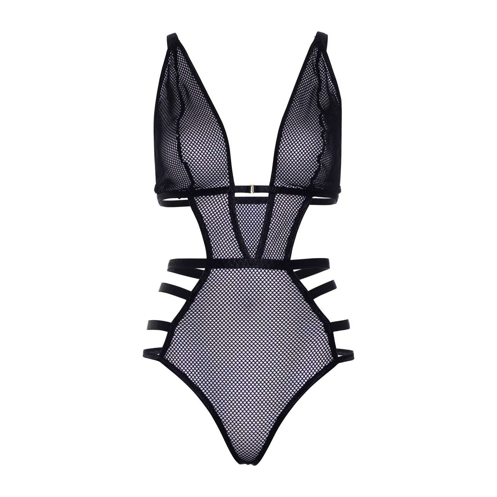 Fishnet Cut Out Strappy G-String Teddy