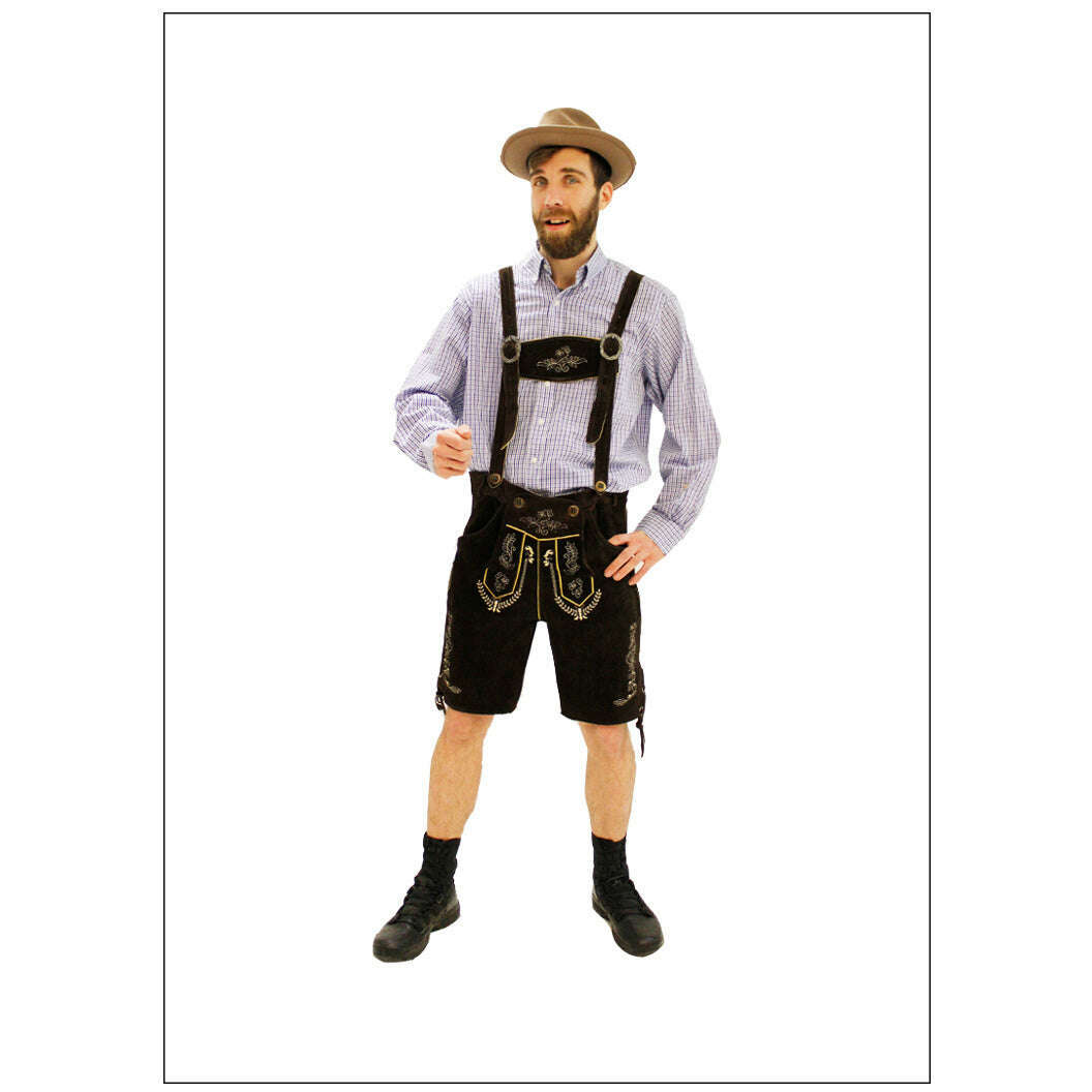 German Men Brown Lederhosen Adult Costume