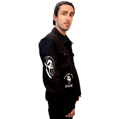 Ghostface Frayed Patch Black Denim Jacket