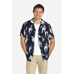 OppoSuits Ghostface Print Short Sleeve Button Up Shirt