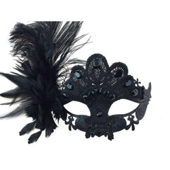 Gia Jeweled Venetian Feather Mask