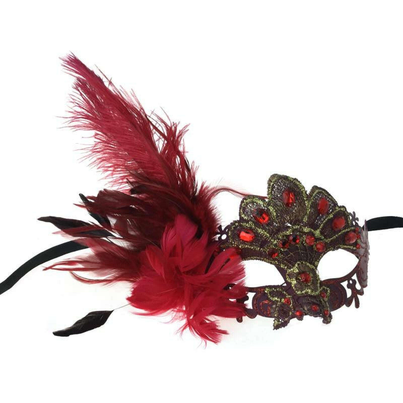 Gia Jeweled Venetian Feather Mask