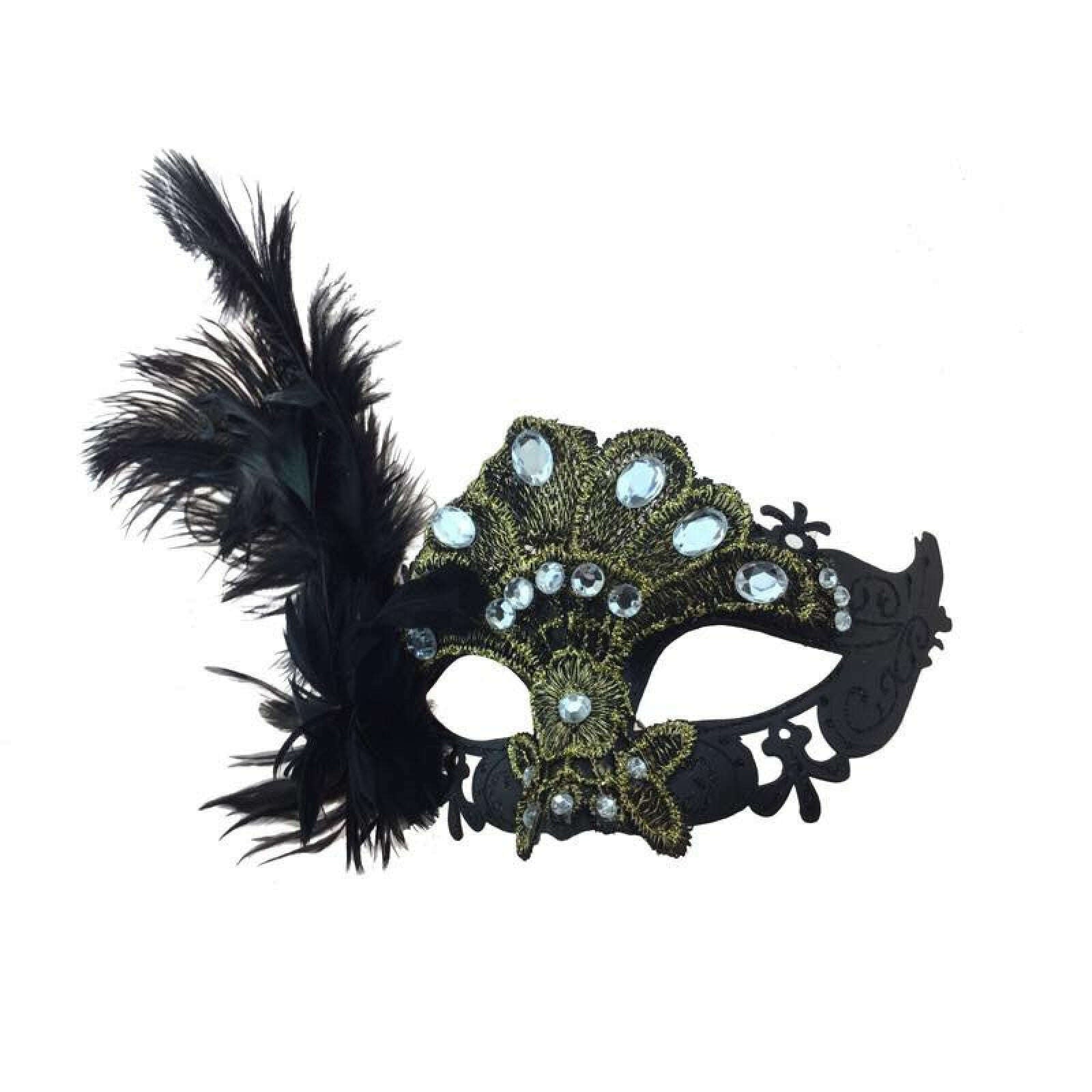 Gia Jeweled Venetian Feather Mask