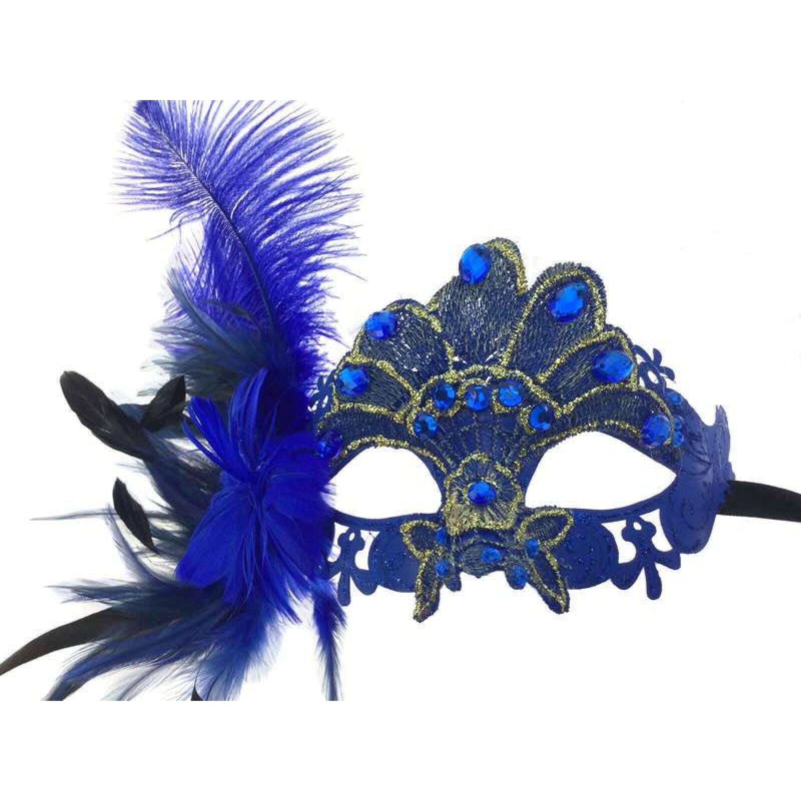 Gia Jeweled Venetian Feather Mask