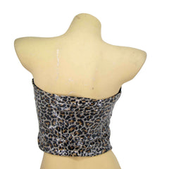 Glamorous Cheetah Print Sequin Cropped Tube Top