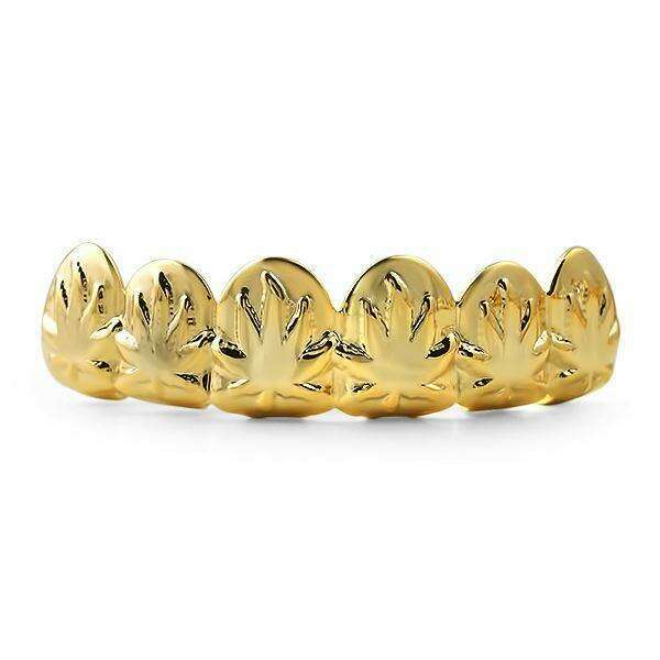 Gold Marijuana Pot Leaf Grill TOP