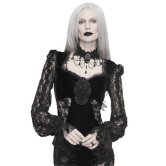 Goth Black Lantern Sleeve Lace Top