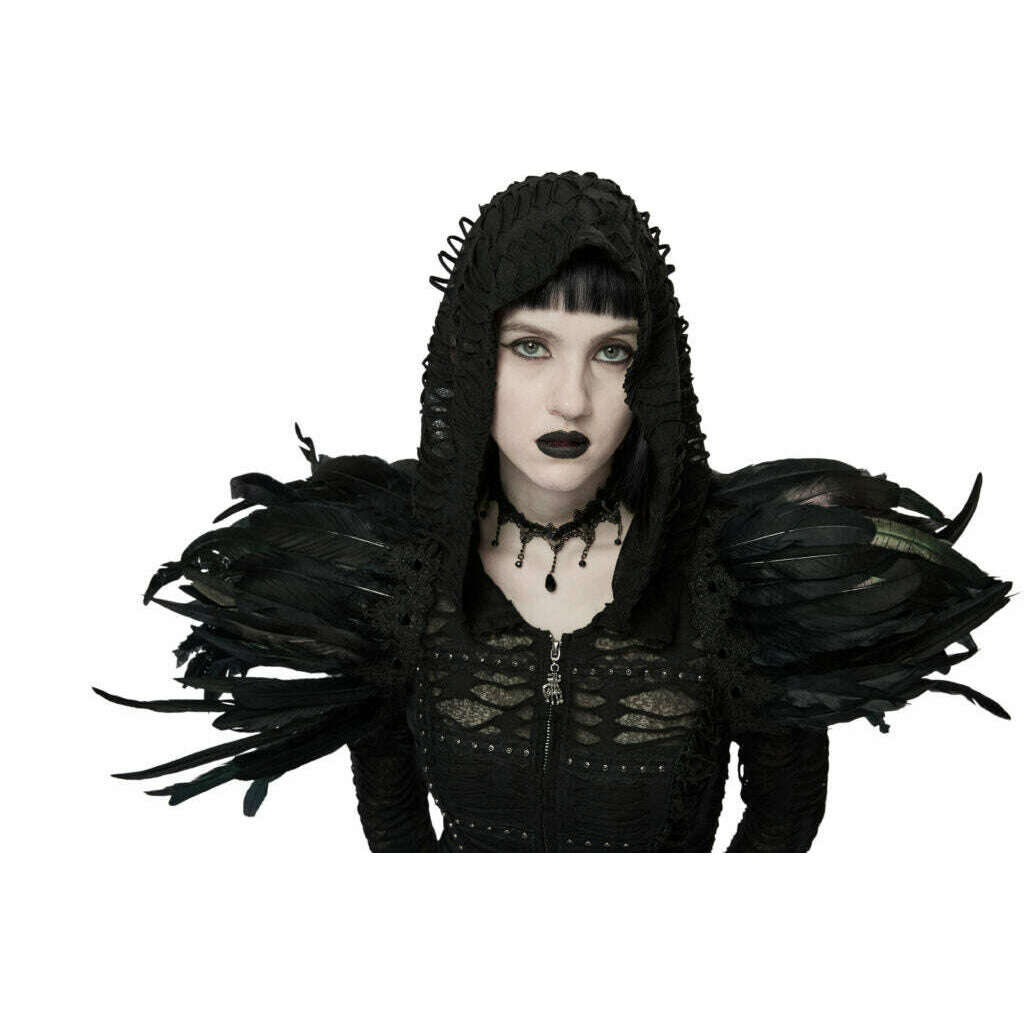 Gothic Black Feather Shoulder Cape