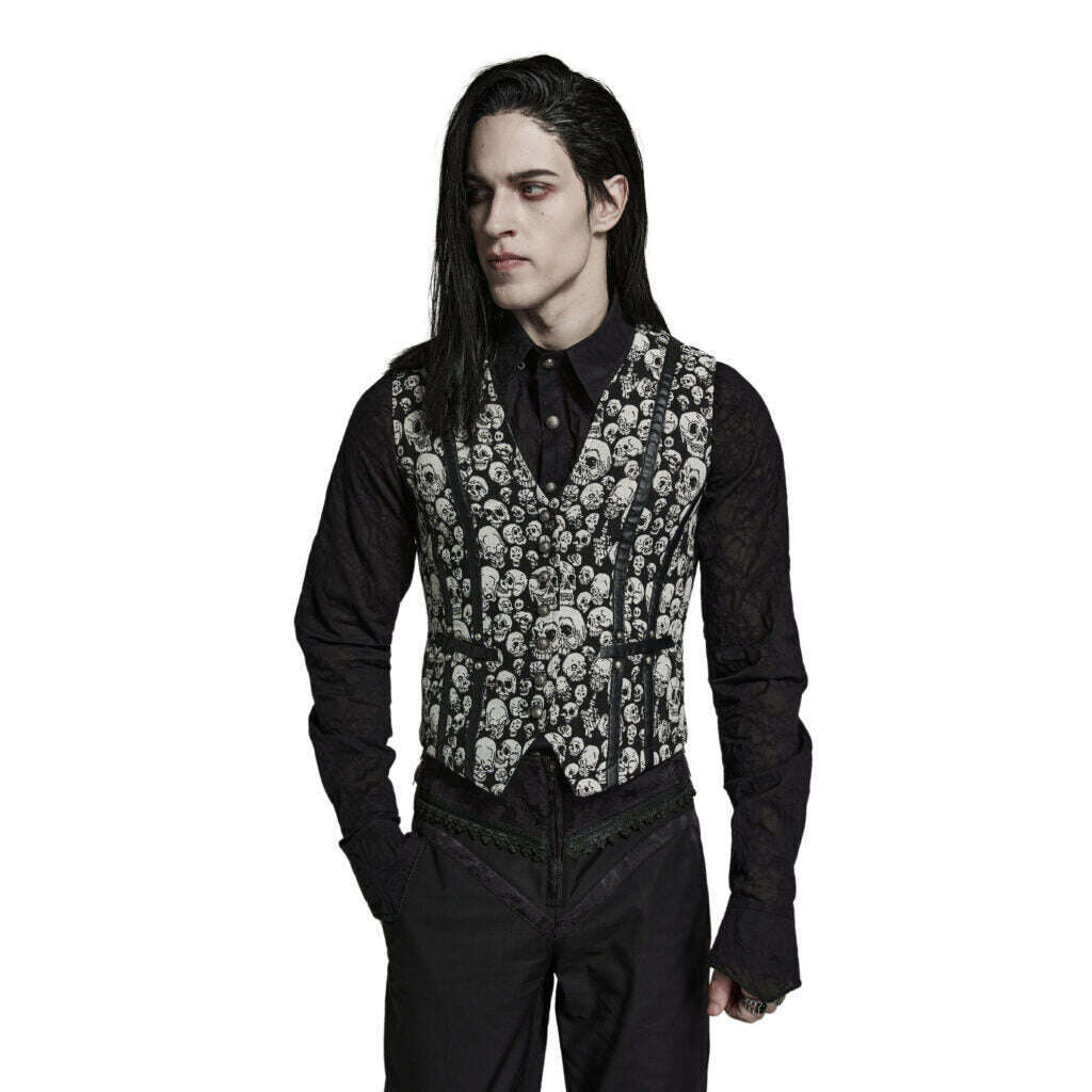 Gothic Skull Printed Jacquard Vest