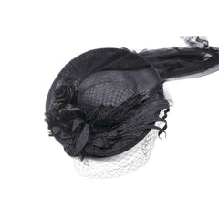 Gothic Widow Veiled Fascinator Hat