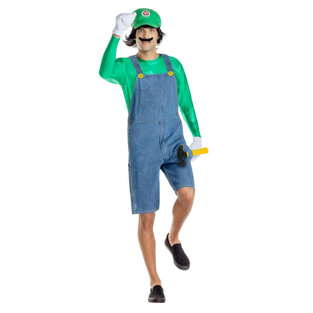 Green Gamer Adult Costume w/ Inflatable Hammer