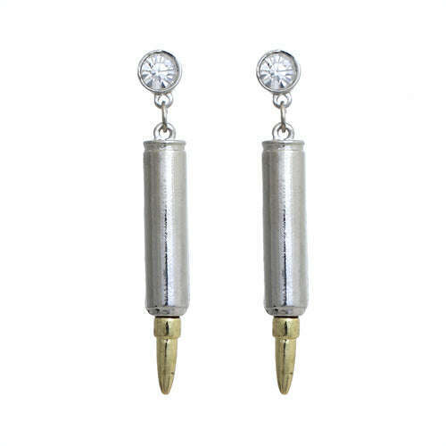 Gunslinger Rhinestone Bullet Earrings