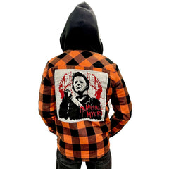 Halloween Michael Myers Orange Flannel Unisex Hoodie