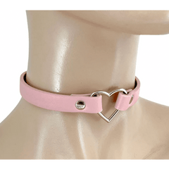 Heart Ring Skinny Vegan Leather Choker