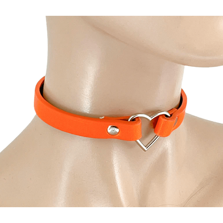 Heart Ring Skinny Vegan Leather Choker