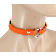 Heart Ring Skinny Vegan Leather Choker