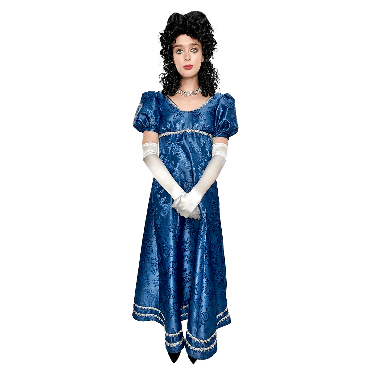 High Class Blue and Silver Regency Empire Dress Adult Costume