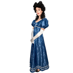 High Class Blue and Silver Regency Empire Dress Adult Costume