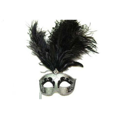 Holding Stick Feathered Venetian Mask