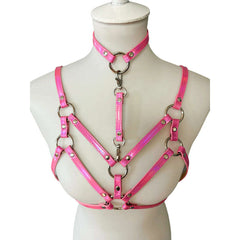 Holographic Double Strap Bra Harness & Choker Set