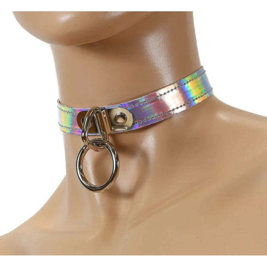 Holographic O-Ring Bondage Choker