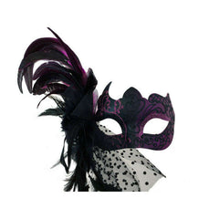 Hot Pink Venetian Mask with Feather