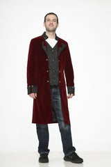 Regal Burgundy Velvet Men's Coat