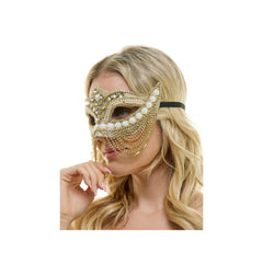 Jeweled Venetian Beaded Curtain Mask