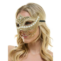 Jeweled Venetian Beaded Curtain Mask