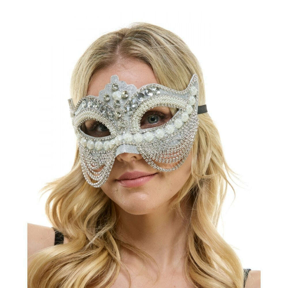 Jeweled Venetian Beaded Curtain Mask