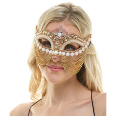 Jeweled Venetian Beaded Curtain Mask