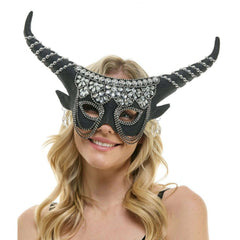 Jeweled Venetian Mask w/ Long Horns