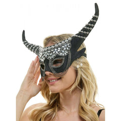 Jeweled Venetian Mask w/ Long Horns