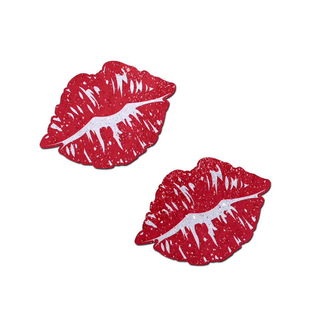 Kisses: Sparkly Red Kissing Puckered Lips Nipple Covers