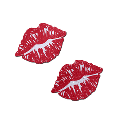 Kisses: Sparkly Red Kissing Puckered Lips Nipple Covers