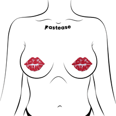 Kisses: Sparkly Red Kissing Puckered Lips Nipple Covers