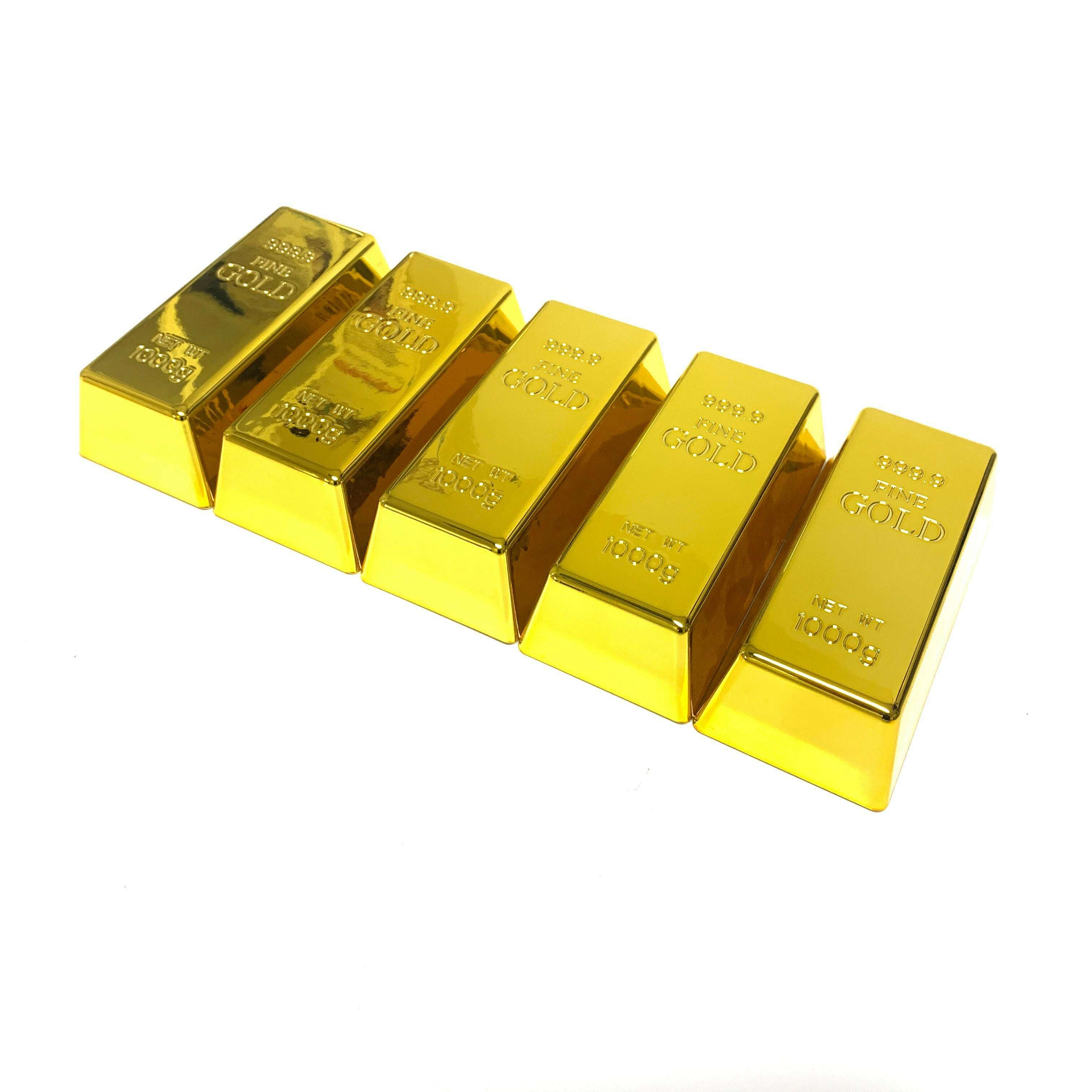 Large Gold Bar Plastic Replica - Lightweight Hollow Prop