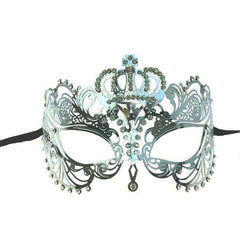 Laser Cut Metal Mask with Diamonds & Crown