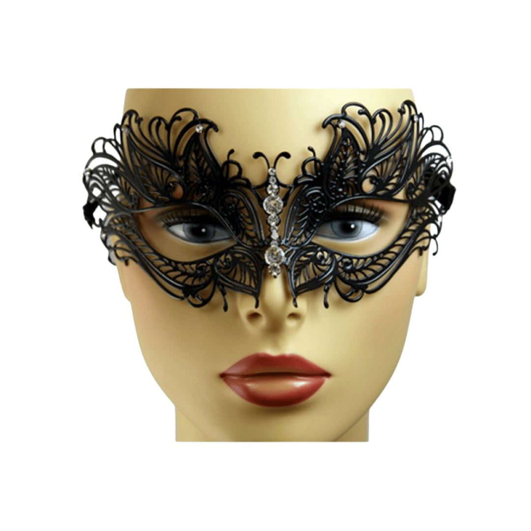 Laser-Cut Metal Venetian Mask Black