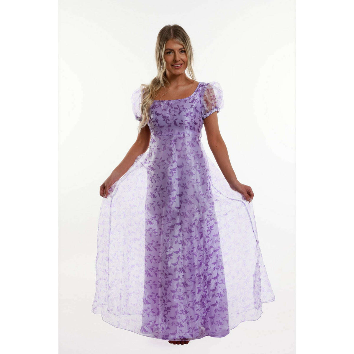 Lavender Adult Regency Puffy Sleeve Dress