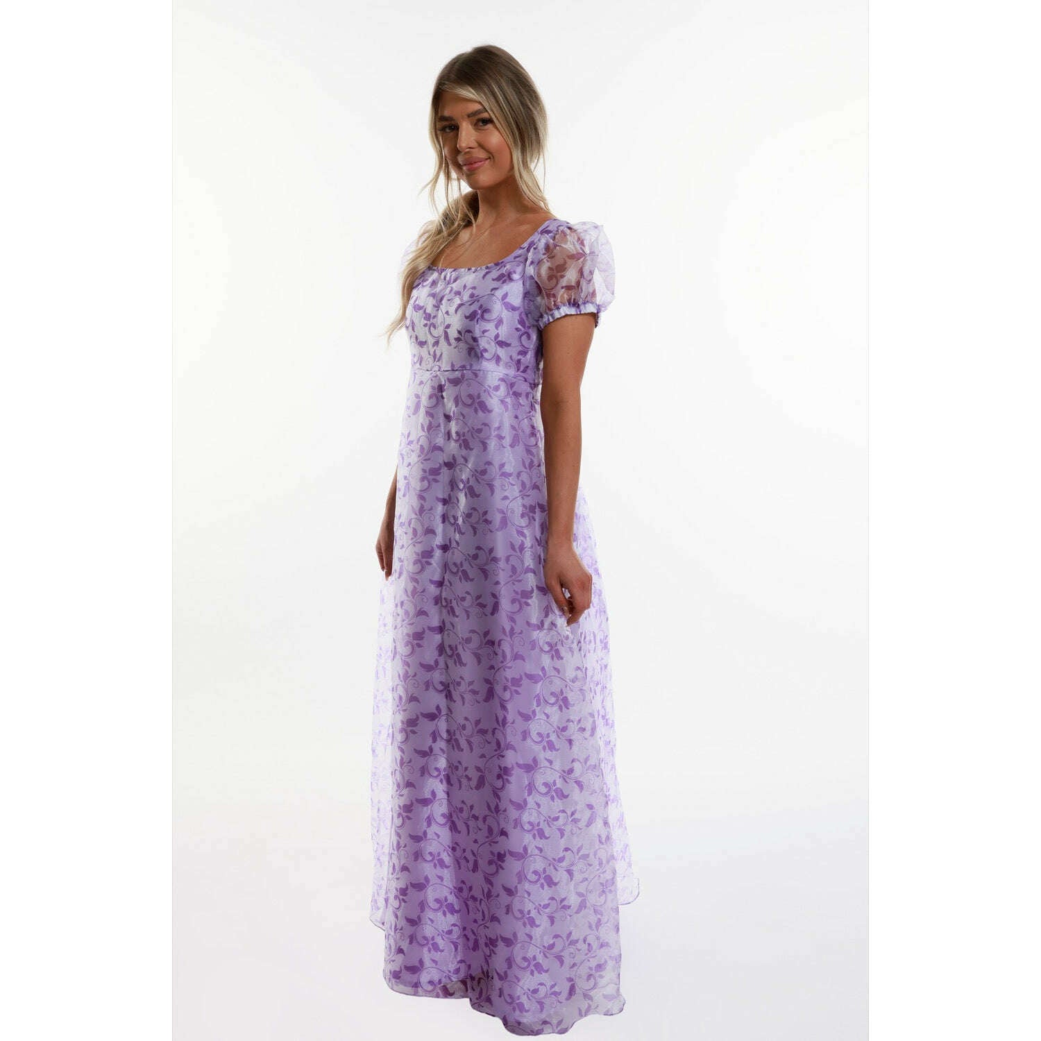 Lavender Adult Regency Puffy Sleeve Dress