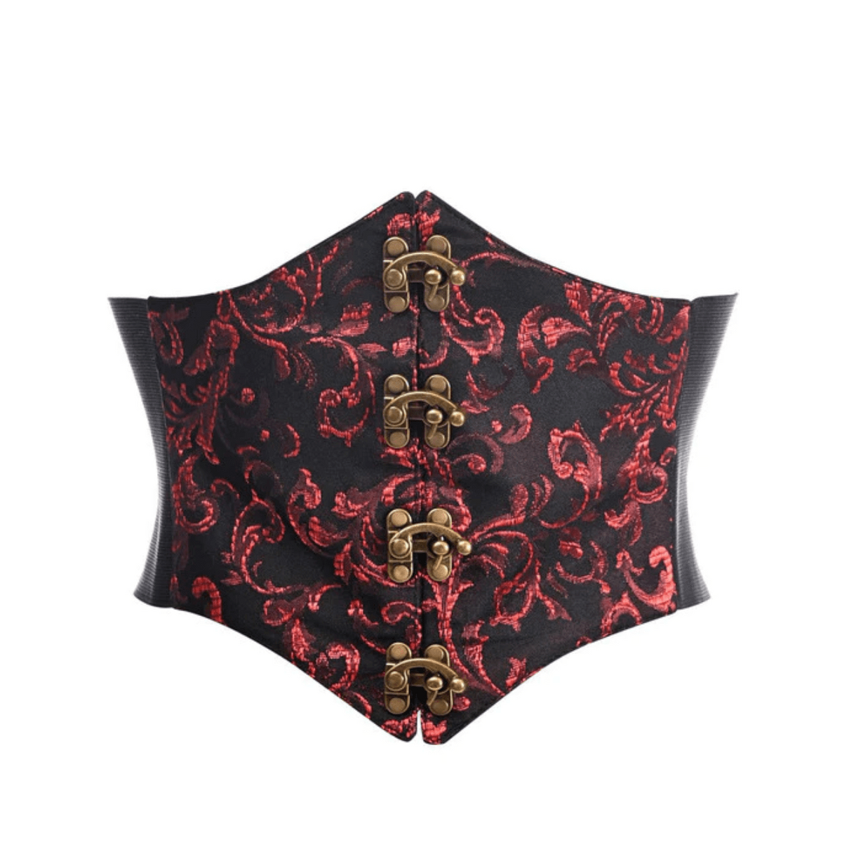 Lavish Black & Red Swirl Brocade Corset Cincher