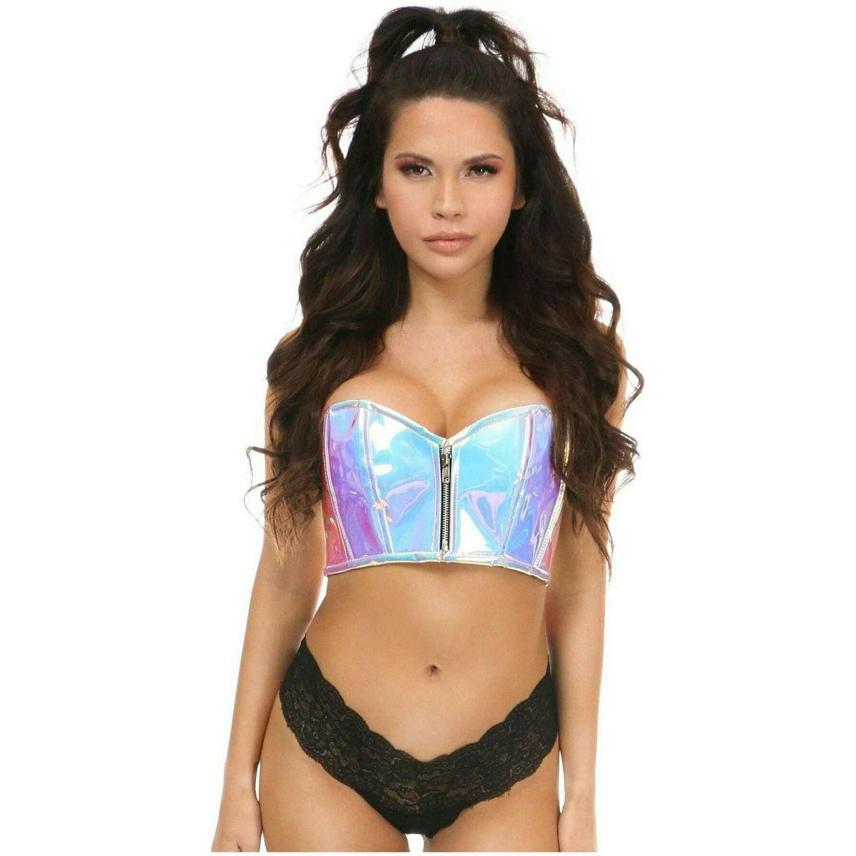 Lavish Holographic Short Bustier Top