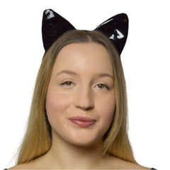 Leatherlike Patent Cat Ears Headband