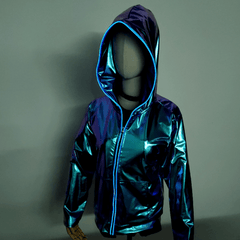 LED Metallic Blue Shiny Hoodie