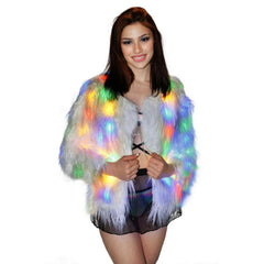 LED White Faux Fur Jacket