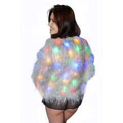 LED White Faux Fur Jacket