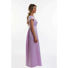 Lilac Regency Adult Satin Puffy Sleeve Dress