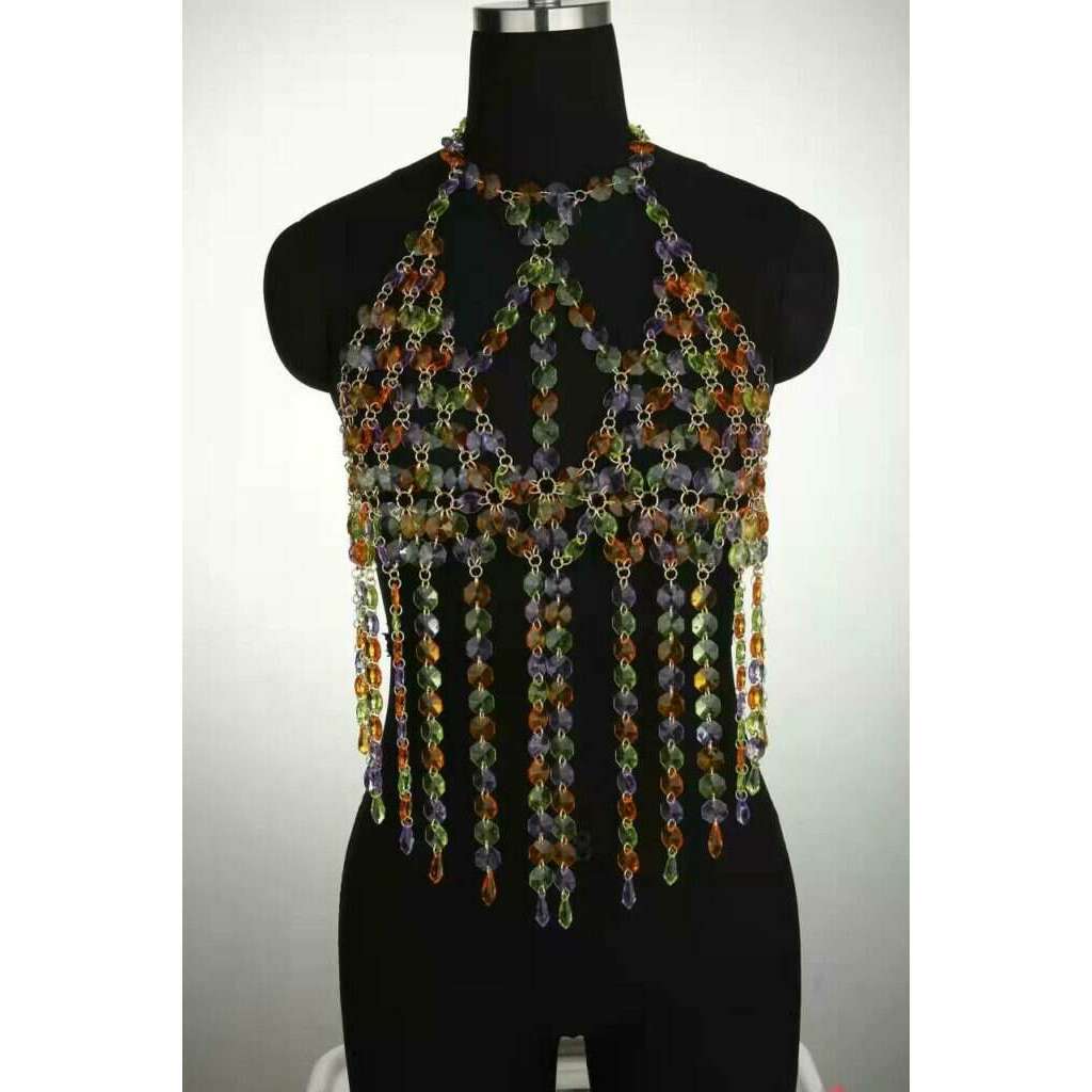 Luxury Crystal Stone Chain Halter Top