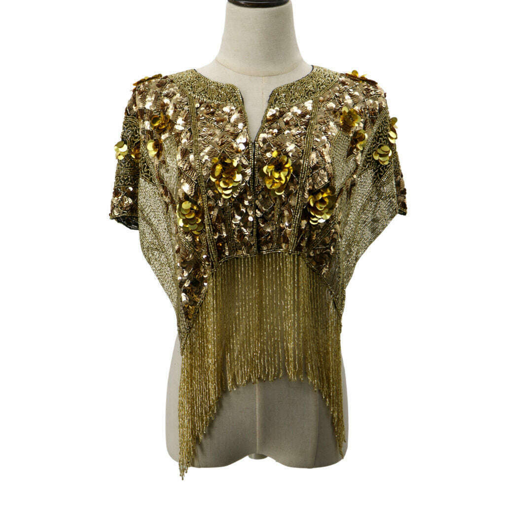 Luxury Gold & Black Beaded Fringe Collar